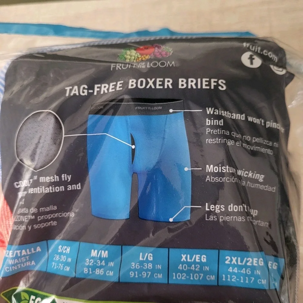 5 Fruit Of The Loom Boxer Briefs Cool Zone Fly Large 36